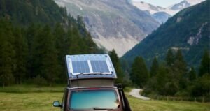 placas solares flexibles en el techo de una camper