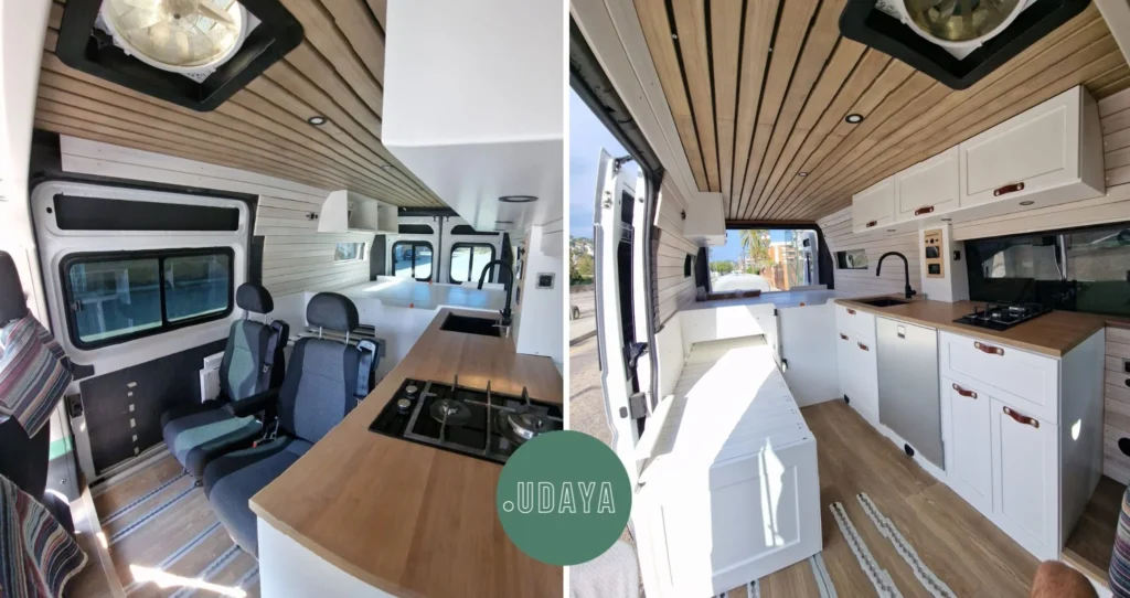 fotos del interior de furgoneta camper de un cliente de Udaya homologaciones