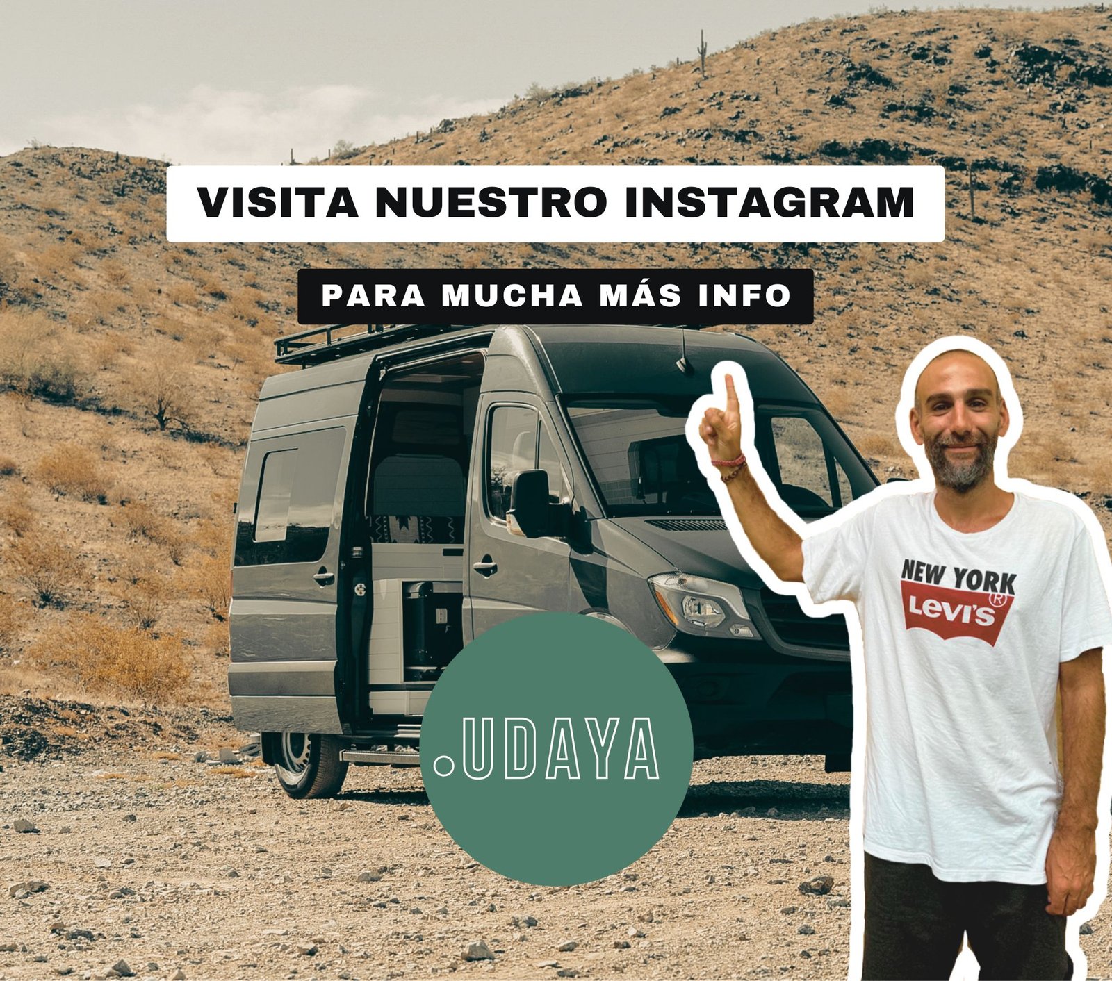Gerard Benasco Salas, fundador de Udaya homologaciones delante de una furgoneta con el logo de la empresa