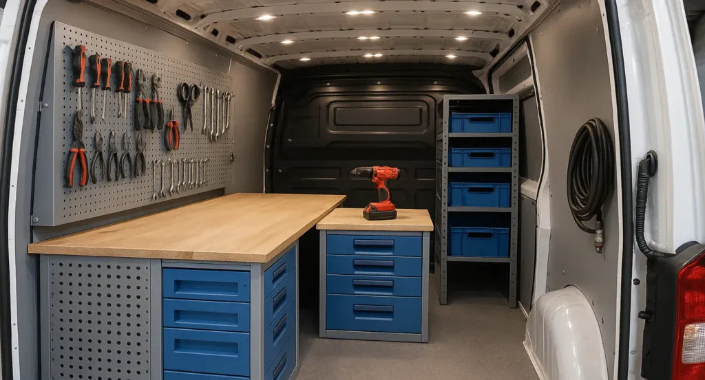 interior de un furgon taller movil