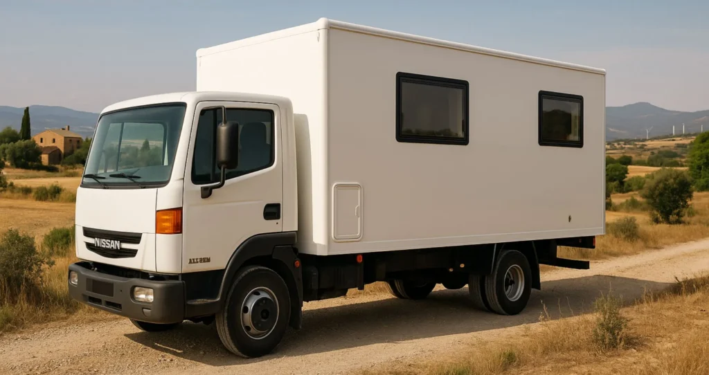 camion de caja cerrada convertido en vivienda